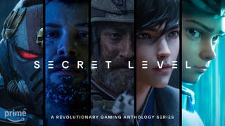 A composite image of five characters from Amazon Prime's Secret Level video anthology. The images have a cool, blueish hue to them.