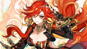 Cropped view of Mavuika's drip marketing for Genshin Impact.