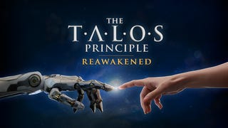 A robot and human hands point to each other beneath the game logo